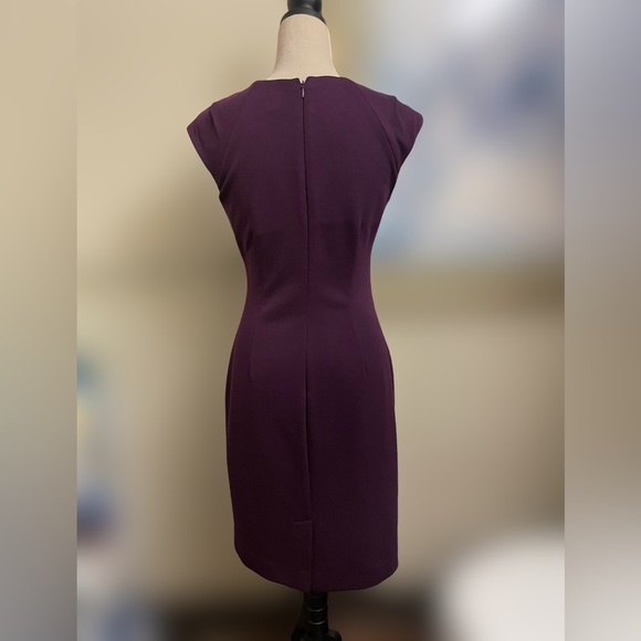 Calvin Klein Deep Plum Colored Dress w/Sweetheart Neck & Ruched Fabric (Size: 4) - Picture 10 of 10